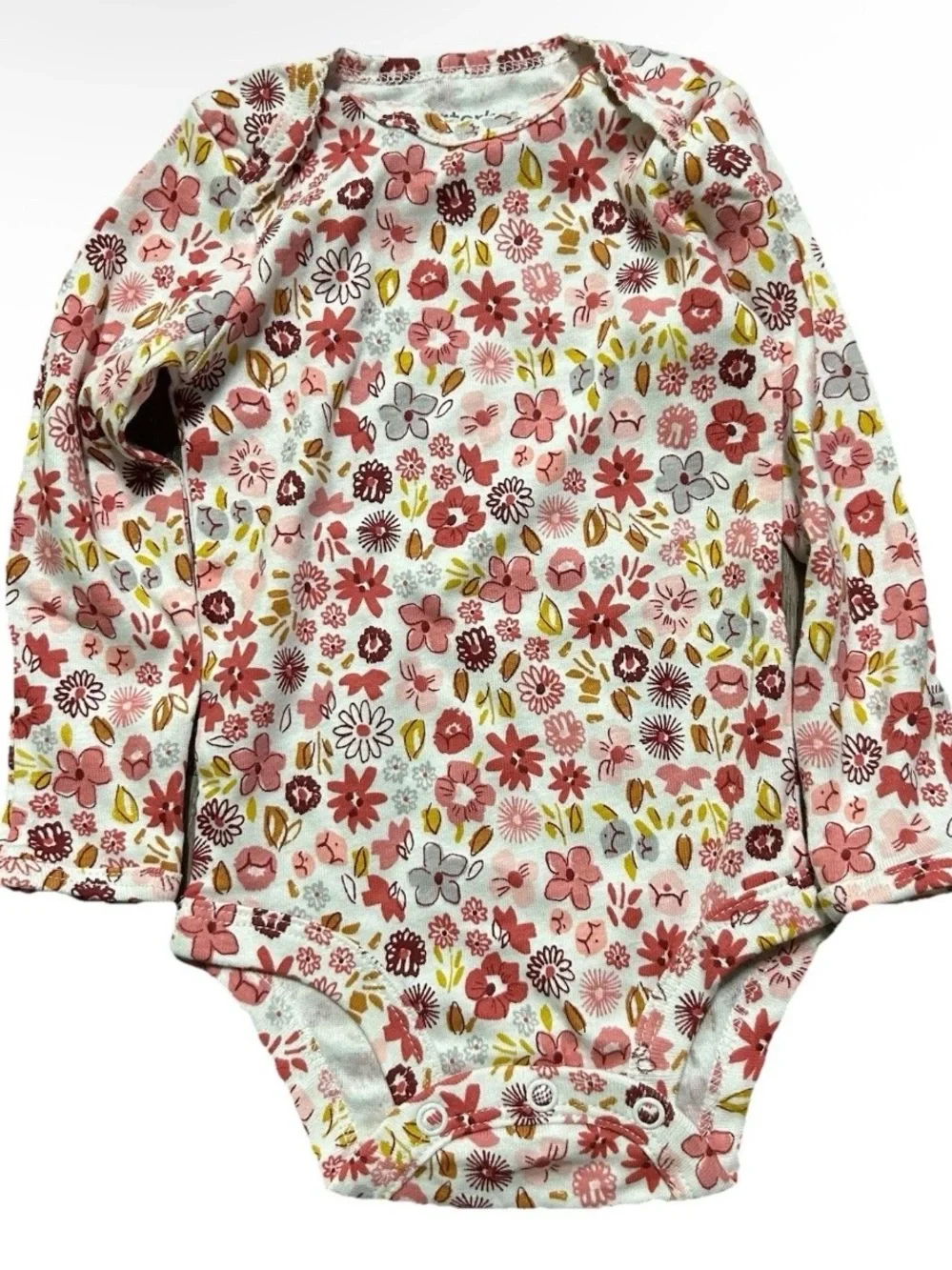 Baby Girl Long Sleeve Bodysuits Ribbed Floral Winter Size 0-3 Months